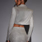 Stefania Cropped Jacket - White Gold Sparkle
